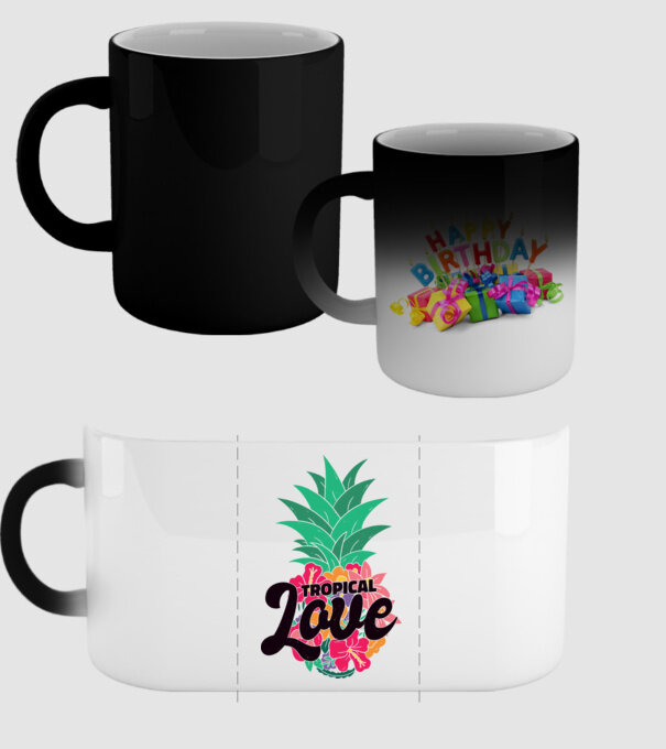 Ananas Tropical Love model negru pe tricou