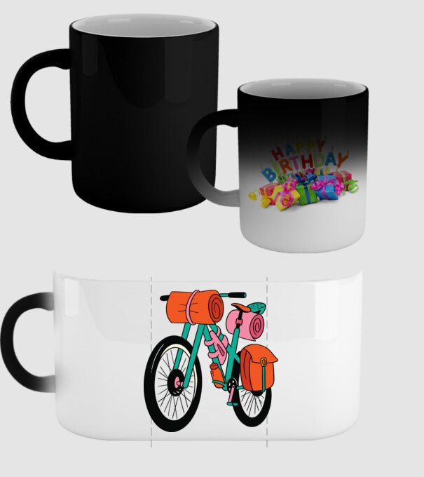 Bicicletă Drumeție model negru pe tricou