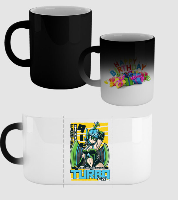 Turbo Gal Anime model negru pe tricou