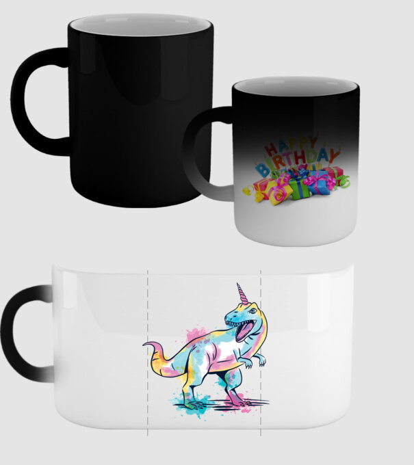 Unicornsaurus - Dinozaur Unicorn model negru pe tricou