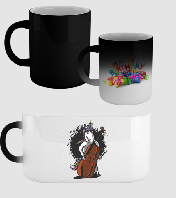 Unicorn cu violoncel model negru pe tricou
