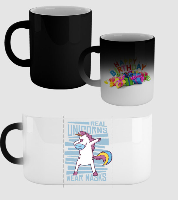 Unicorn DAB Mască model negru pe tricou
