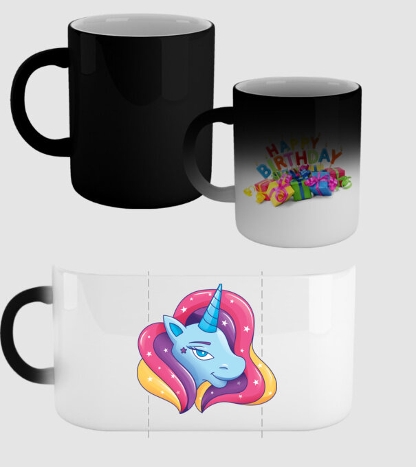 Cap de unicorn model negru pe tricou