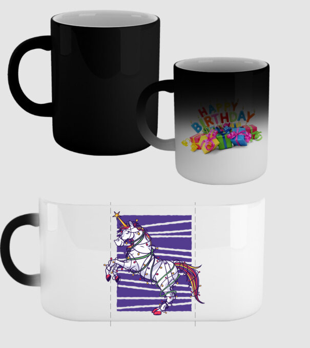 Unicorn pom de Crăciun model negru pe tricou