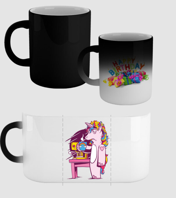 Unicorn Cafea model negru pe tricou