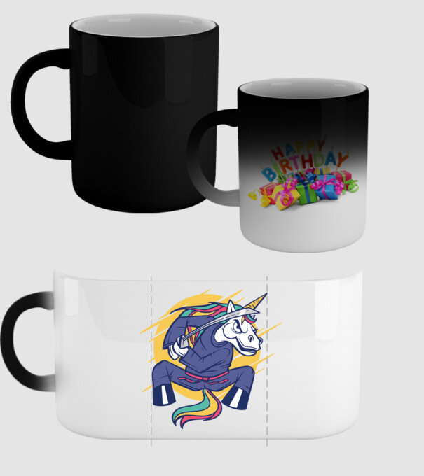 Unicorn Ninja model negru pe tricou