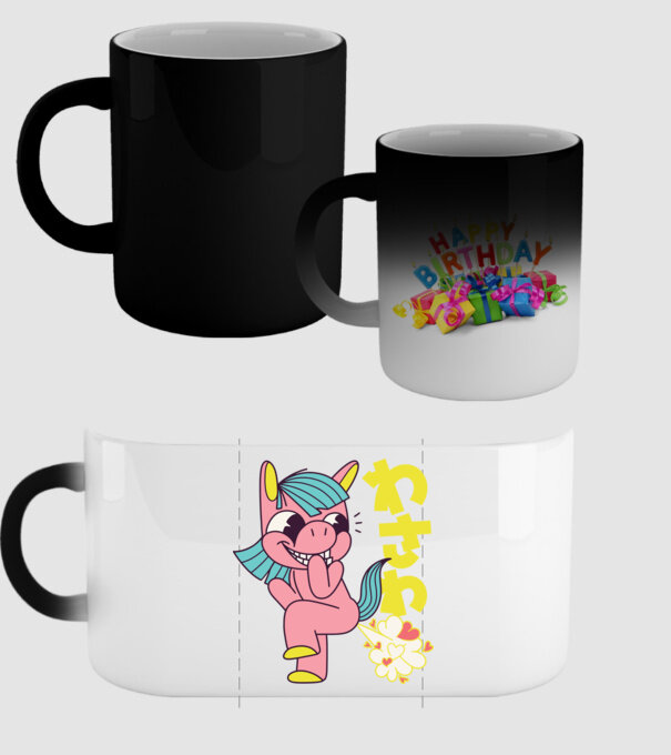 Bășică Unicorn model negru pe tricou