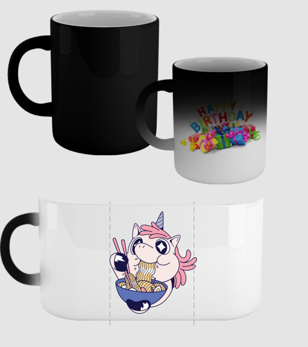 Unicorn Ramen model negru pe tricou