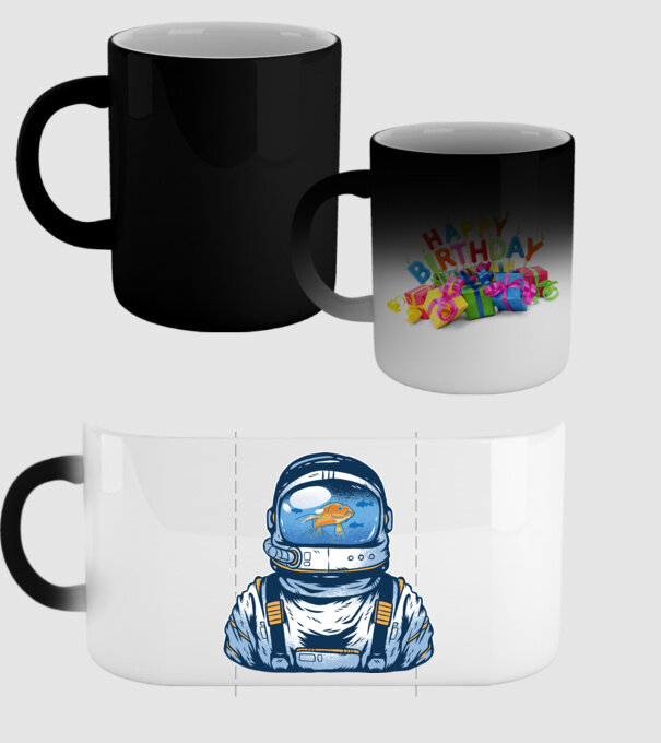 Peștișor auriu Astronaut model negru pe tricou
