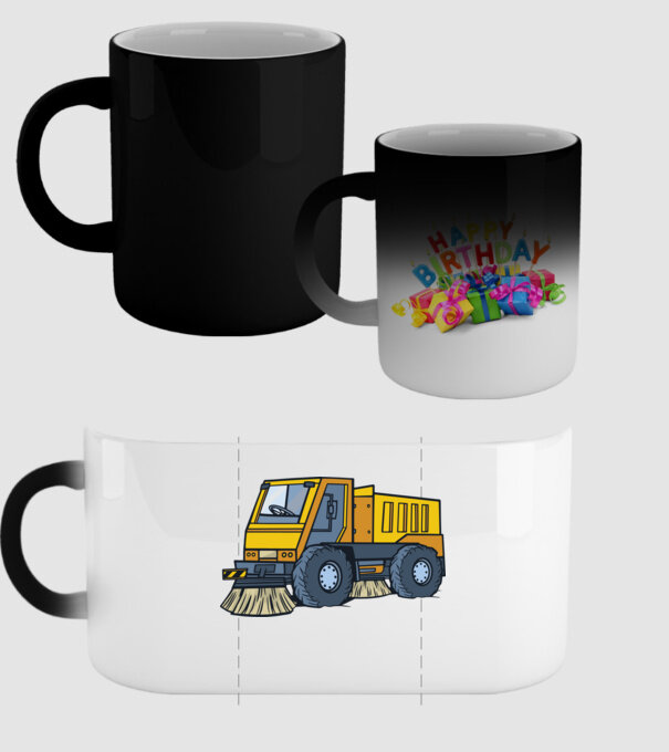 Camion spălare străzi model negru pe tricou