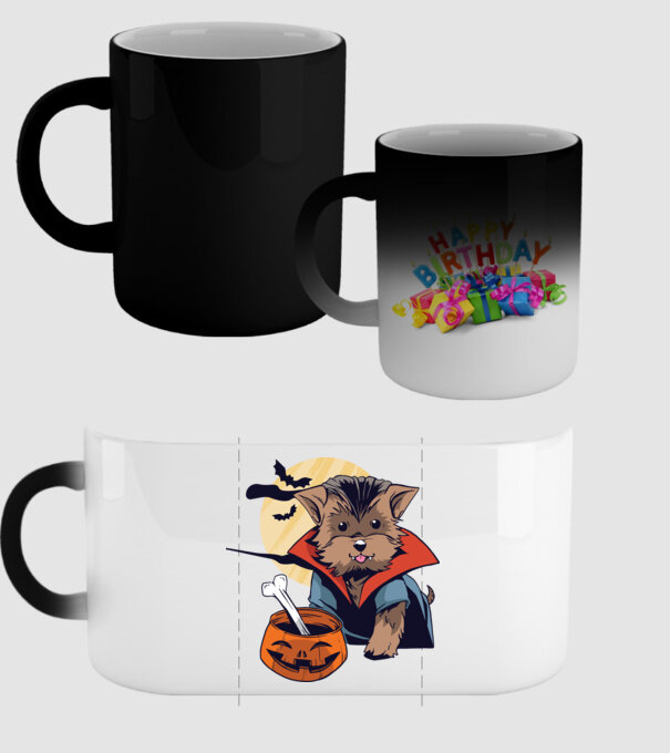 Vampir Yorkie Halloween model negru pe tricou