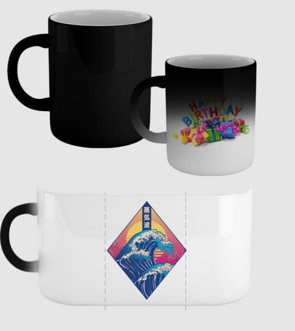Vaporwave Val model negru pe tricou