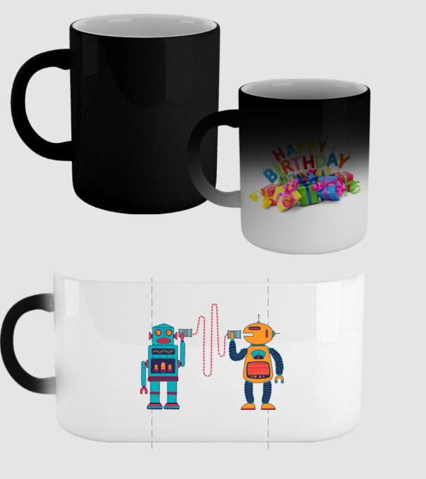 Walkie Talkie Robot model negru pe tricou