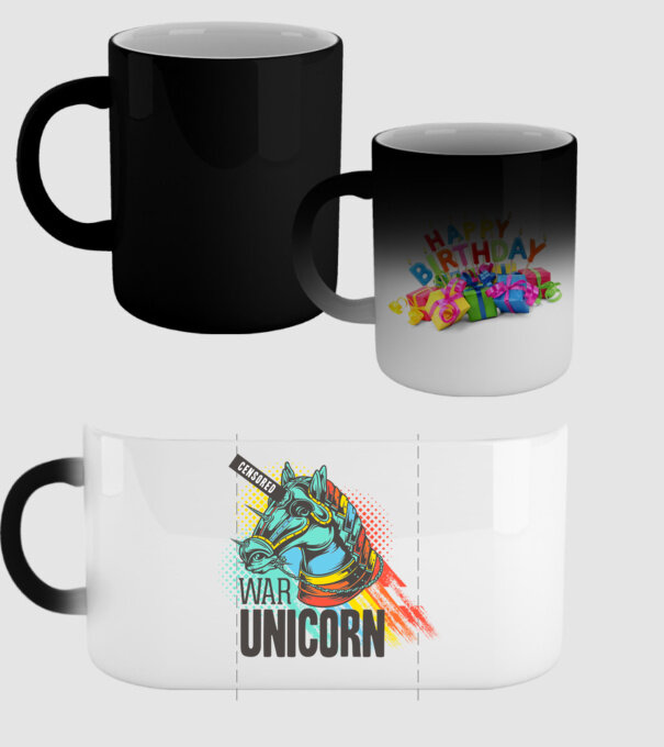 War Unicorn model negru pe tricou
