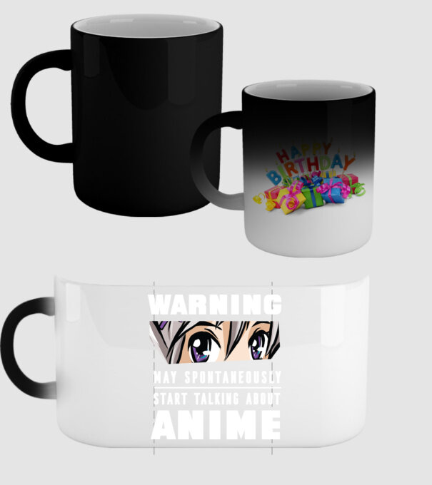 Warning may spontaneously start talking about ANIME model negru pe tricou