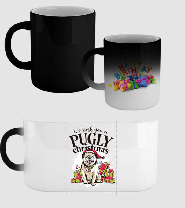 We wish You a Pugly Christmas tricou cu mops model negru pe tricou