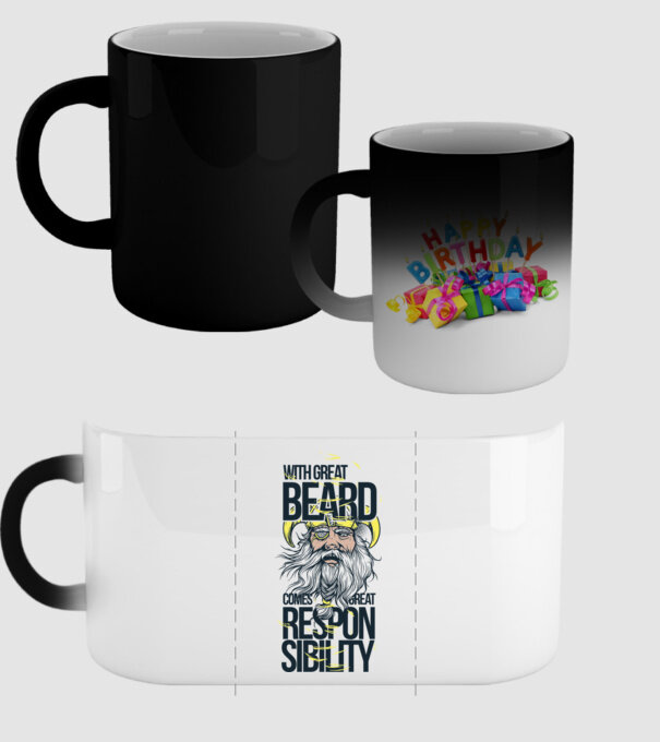 With great beard comes great responsibility model negru pe tricou