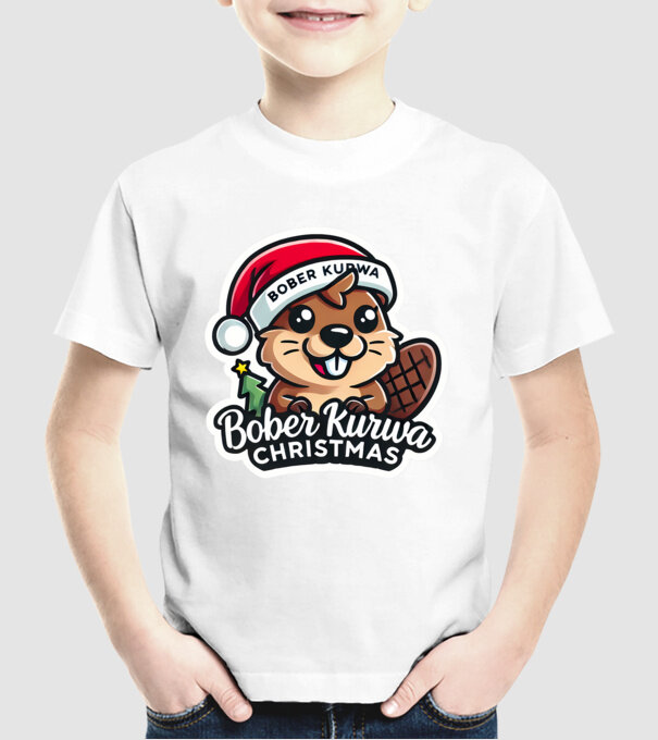 Bober Kurwa Christmas 1 model alb pe tricou