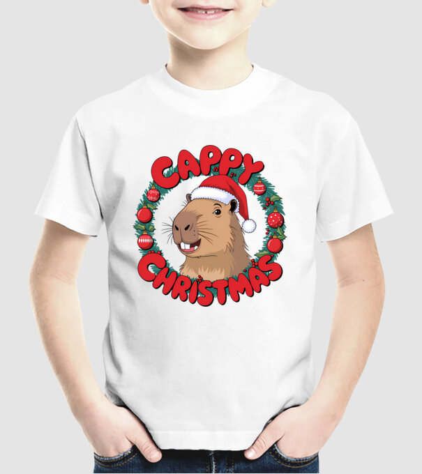 Cappy Christmas 1 model alb pe tricou