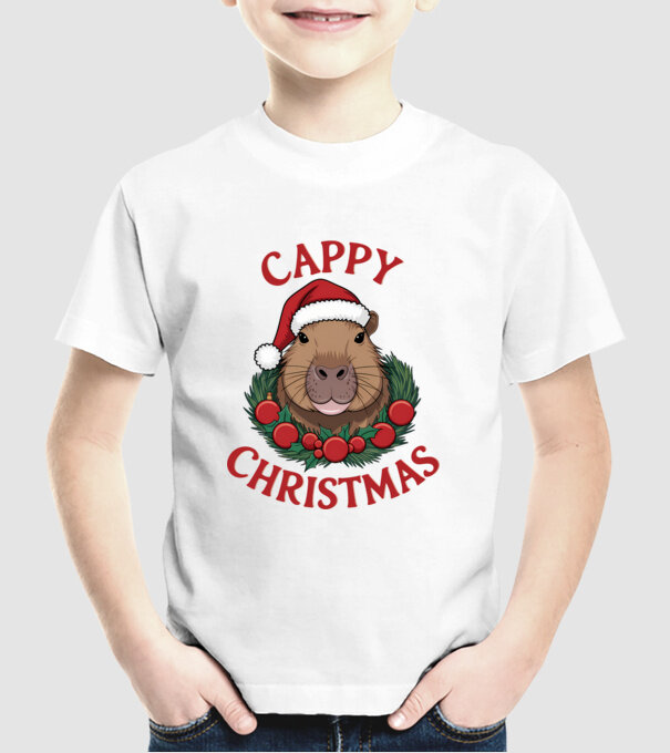Cappy Christmas 2 model alb pe tricou