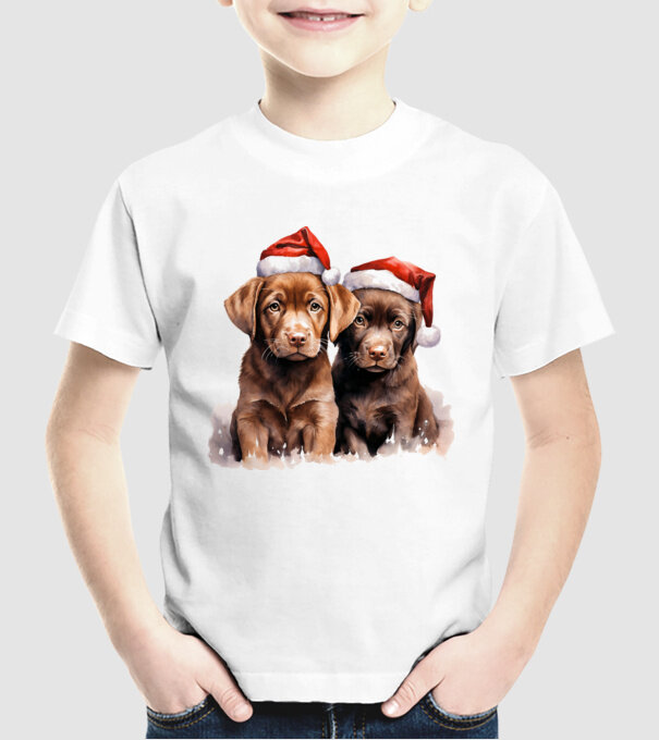 Catelusi Craciun Alb model alb pe tricou