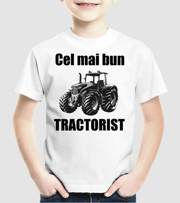Cel mai bun tractorist model alb pe tricou