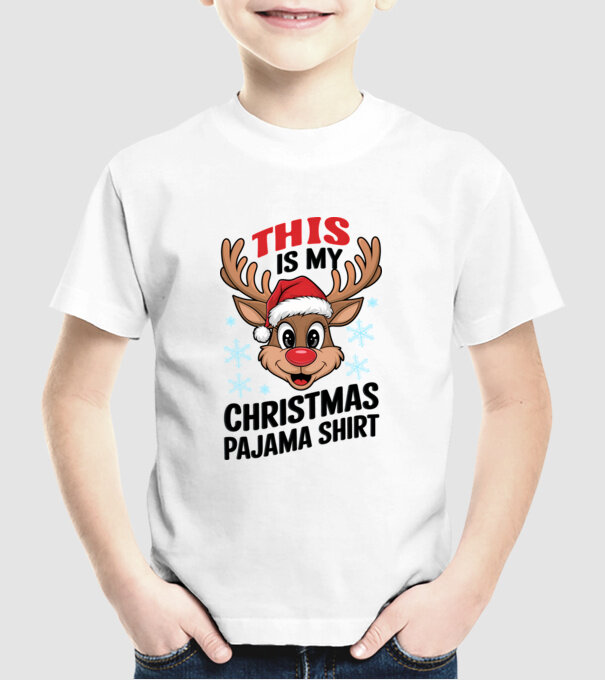 Christmas Pajama Reindeer Alb model alb pe tricou