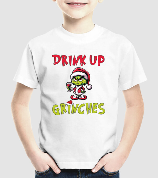 Drink up Grinches model alb pe tricou