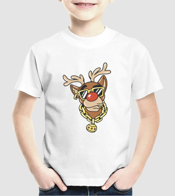 Gangster Reindeer model alb pe tricou