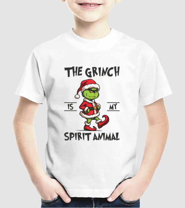 Grinch is my spirit animal model alb pe tricou