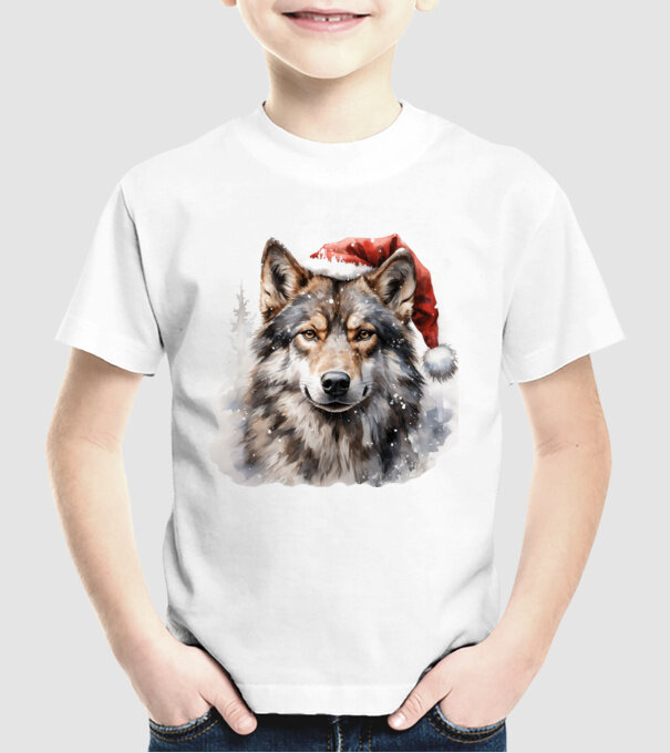 Lupul de Crăciun Alb model alb pe tricou