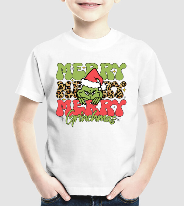 Merry Grinchmas model alb pe tricou