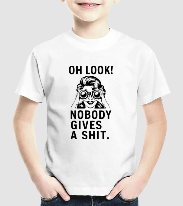 Nobody Gives a shit model alb pe tricou