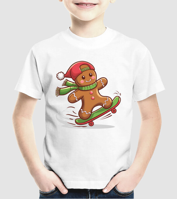 Patinator de turtă dulce model alb pe tricou