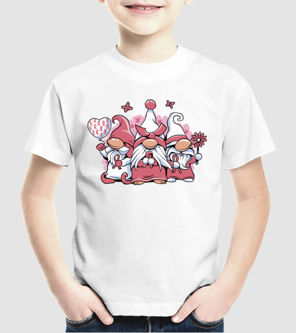 Pink christmas Gnomes model alb pe tricou