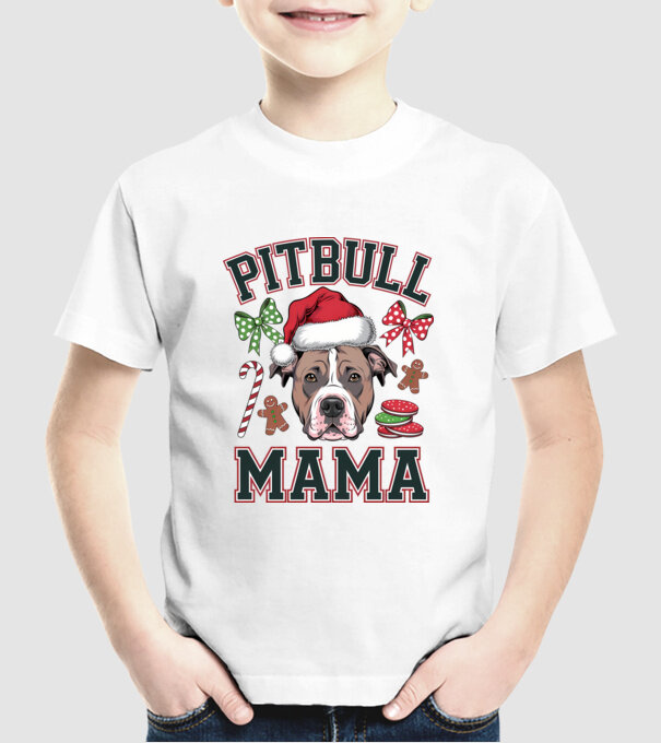 Pitbull Mama model alb pe tricou
