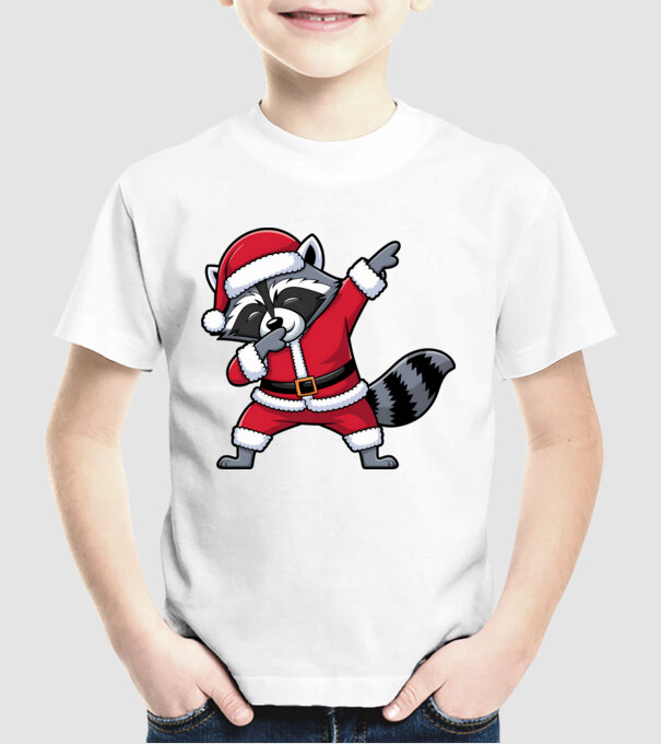 Raton Dab Xmas model alb pe tricou