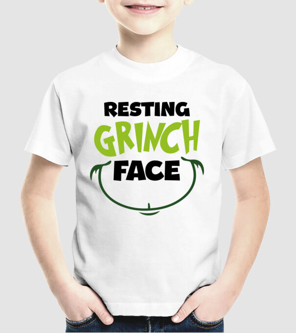 Resting Grinch face model alb pe tricou