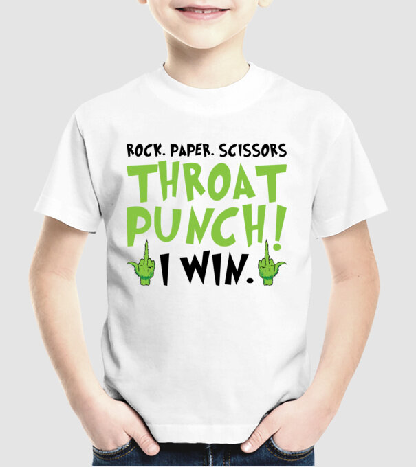 Rock paper scissors - Grinch model alb pe tricou