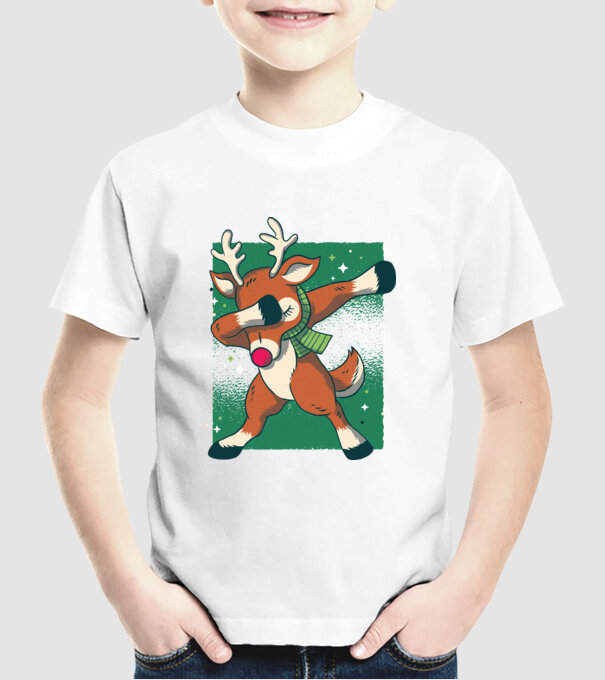 Rudolph DAB model alb pe tricou