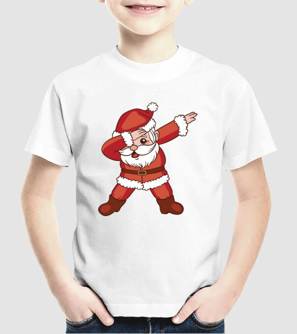 Santa Dab model alb pe tricou