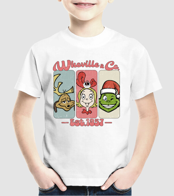 Whoville & Co - Grinch model alb pe tricou