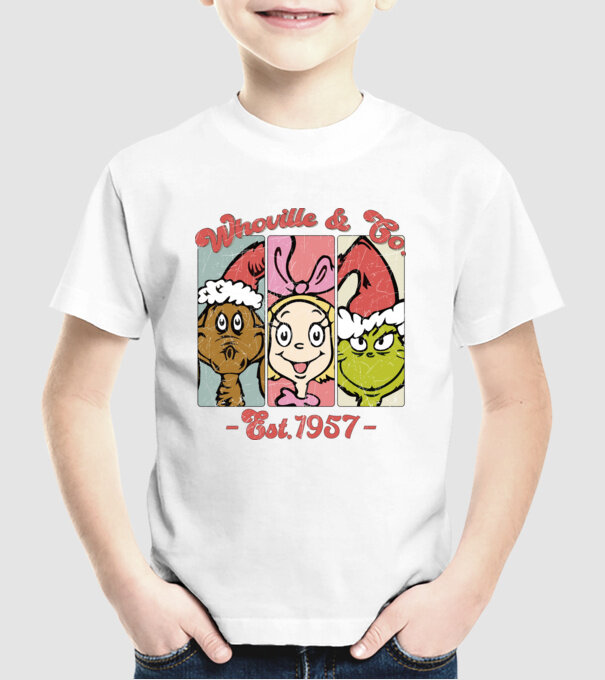Whoville & Co. - Grinch model alb pe tricou