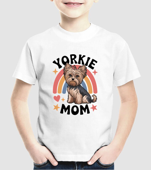 Yorkie Mom Alb model alb pe tricou