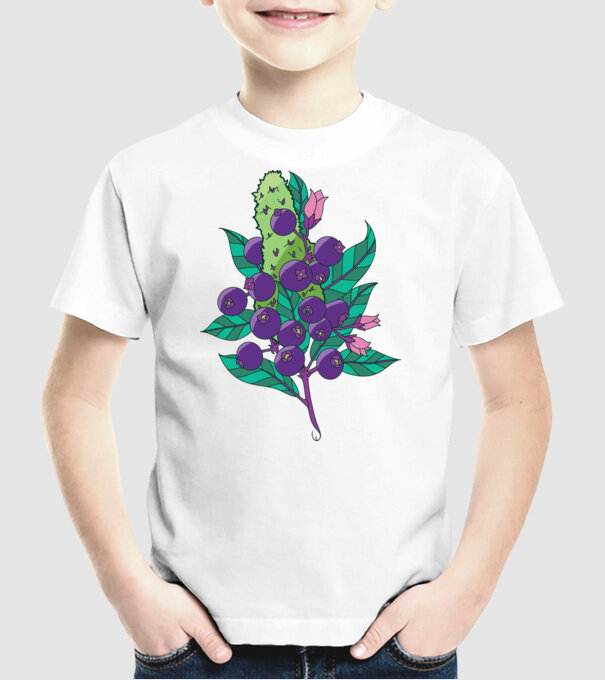 Arbust de afine model alb pe tricou