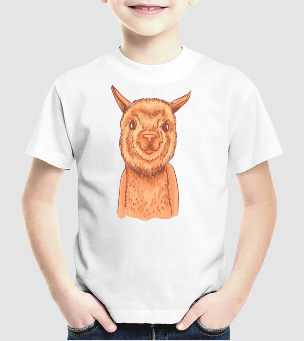 Cap de Alpaca model alb pe tricou