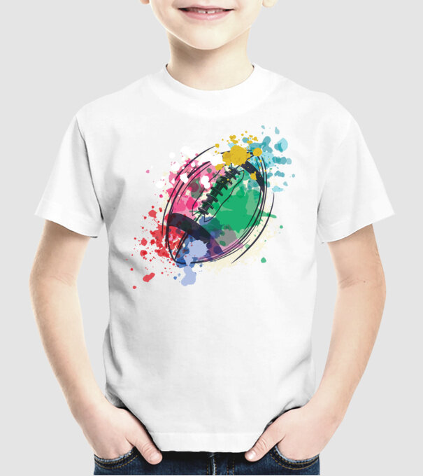 Fotbal american Acuarelă model alb pe tricou