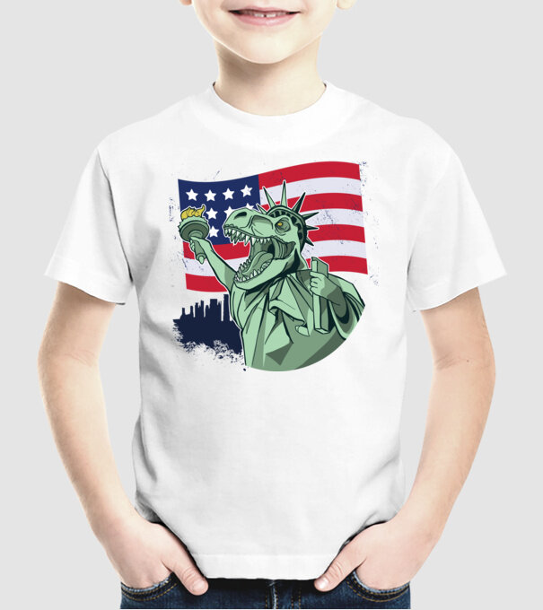 Ziua Independenței americane 4 iulie T-rex model alb pe tricou