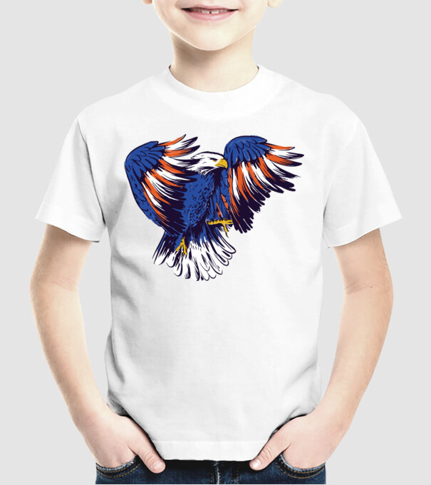 Vultur American model alb pe tricou