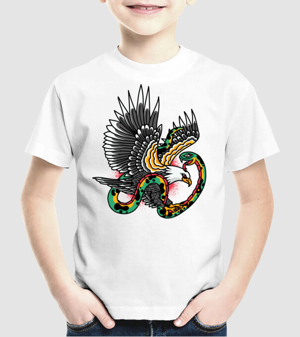 Vultur American model alb pe tricou